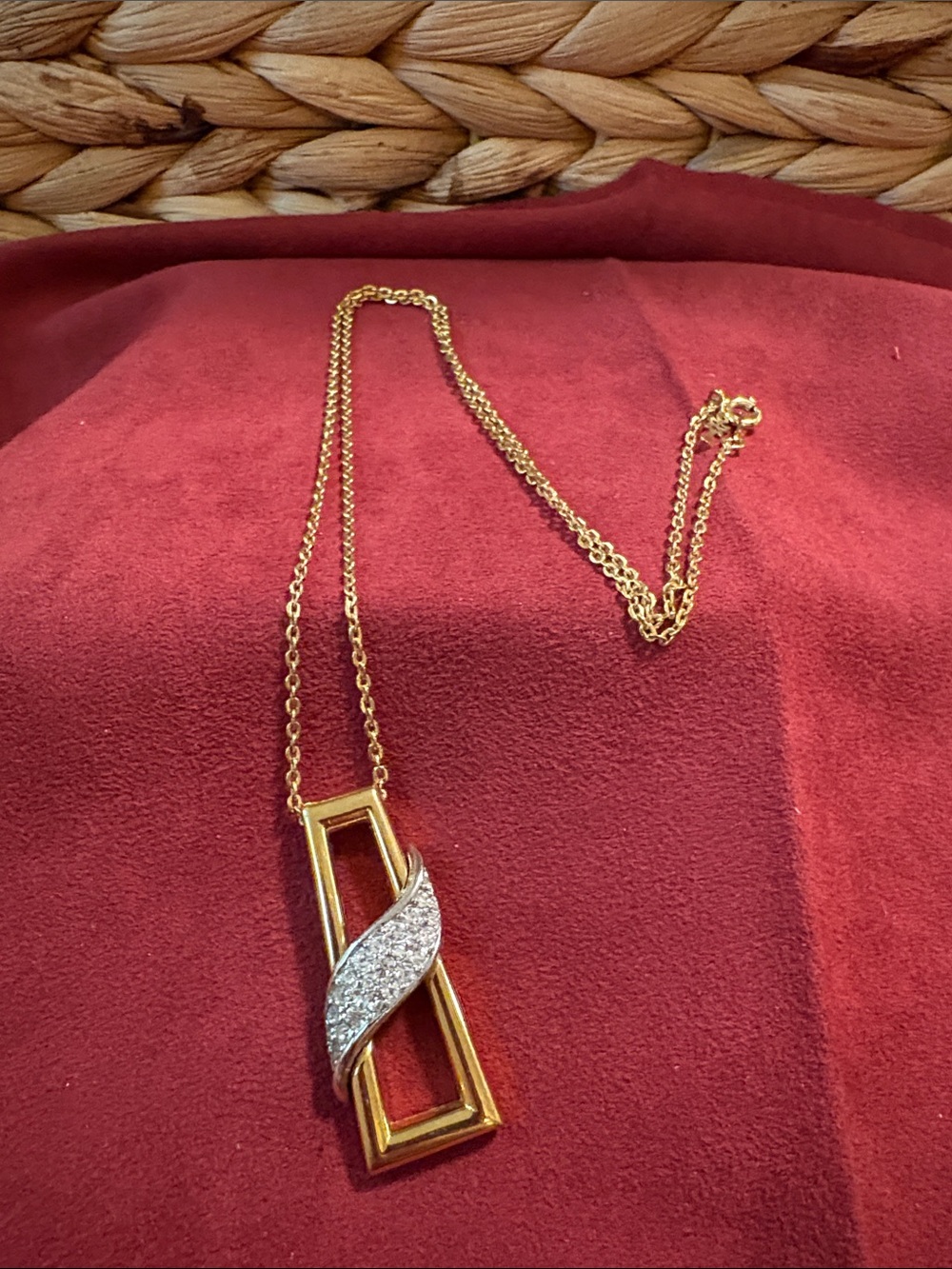 Gold Tone Trafari Pendant Necklace with Pavé Accent - Women Jewelry